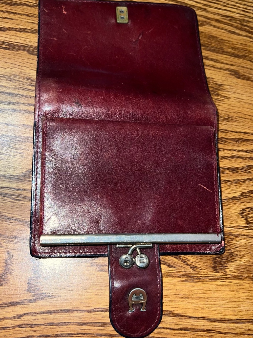 Etienne Aigner Burgundy Leather Snap Wallet - Picture 10 of 10